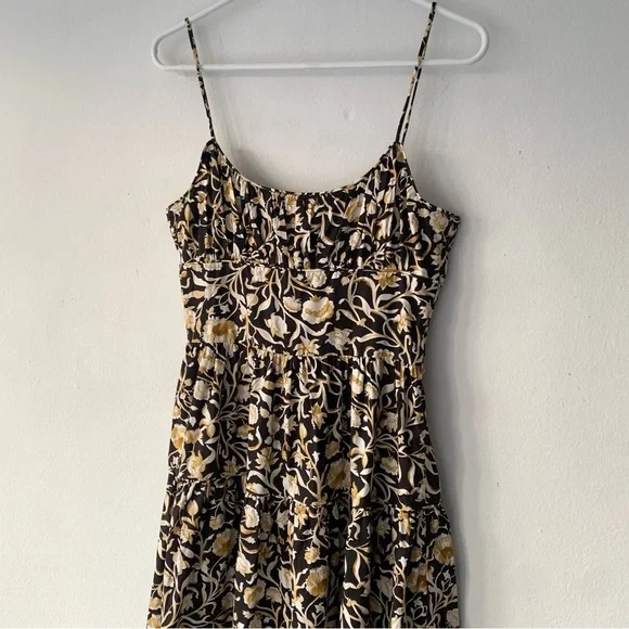 Doen Benoit Cotton Ruched Bust Midi Maxi Dress Noir Columbia Street Floral Black - Picture 8 of 14